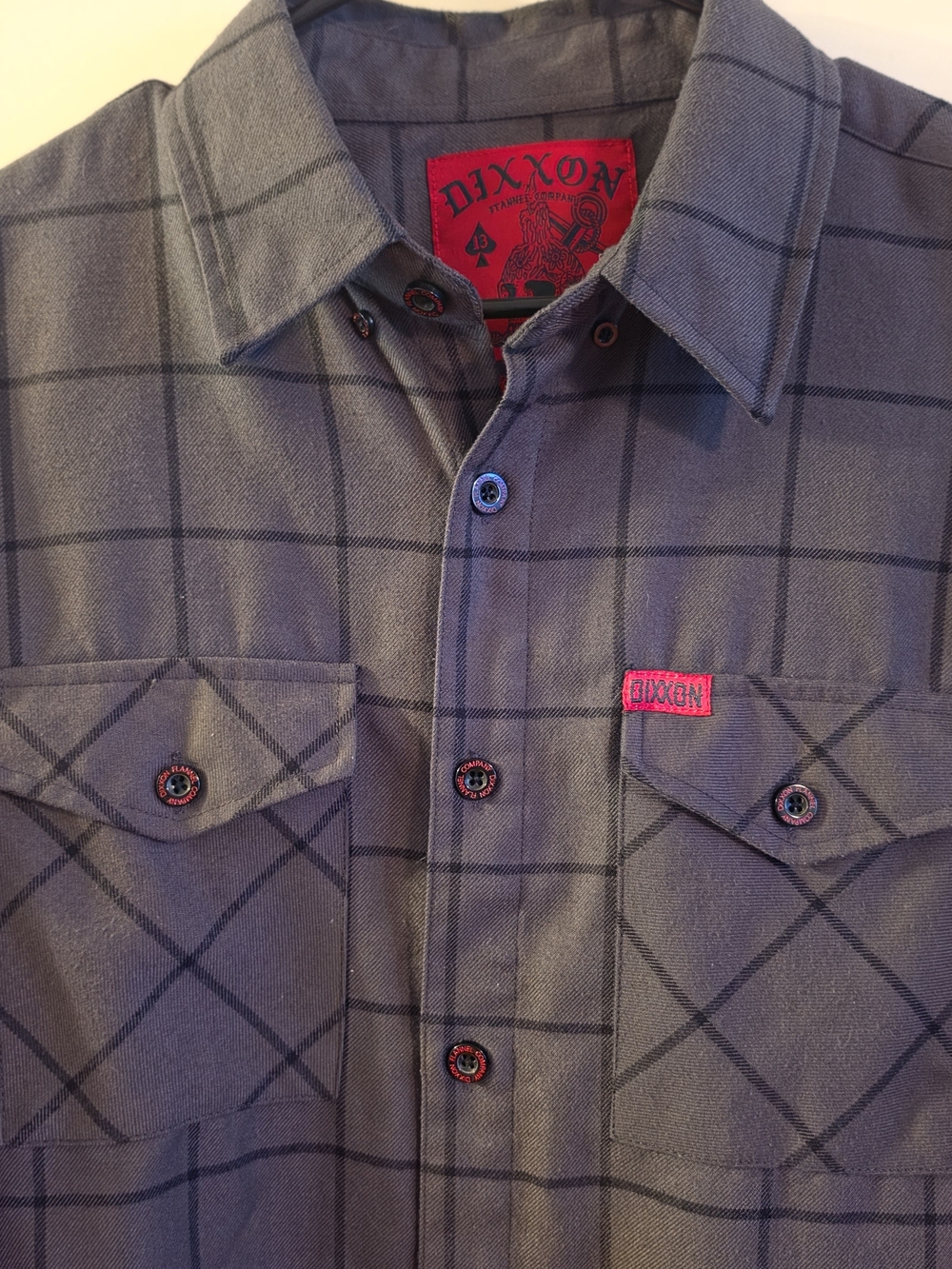 NWOT Dixxon The Lafayette L Plaid Flannel Button-Up Shirt Gray Long Slv Pocket - Picture 3 of 5